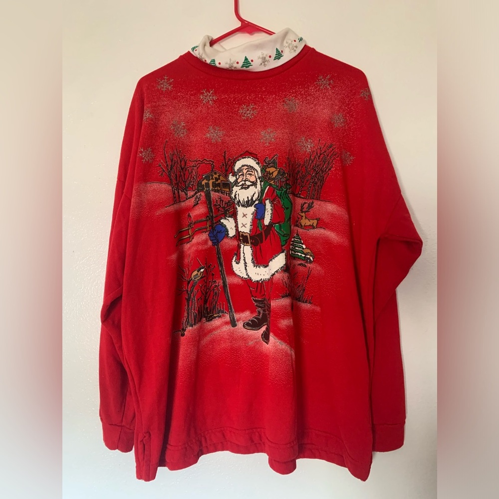 Vintage Santa Claus Mock Neck Sweatshirt